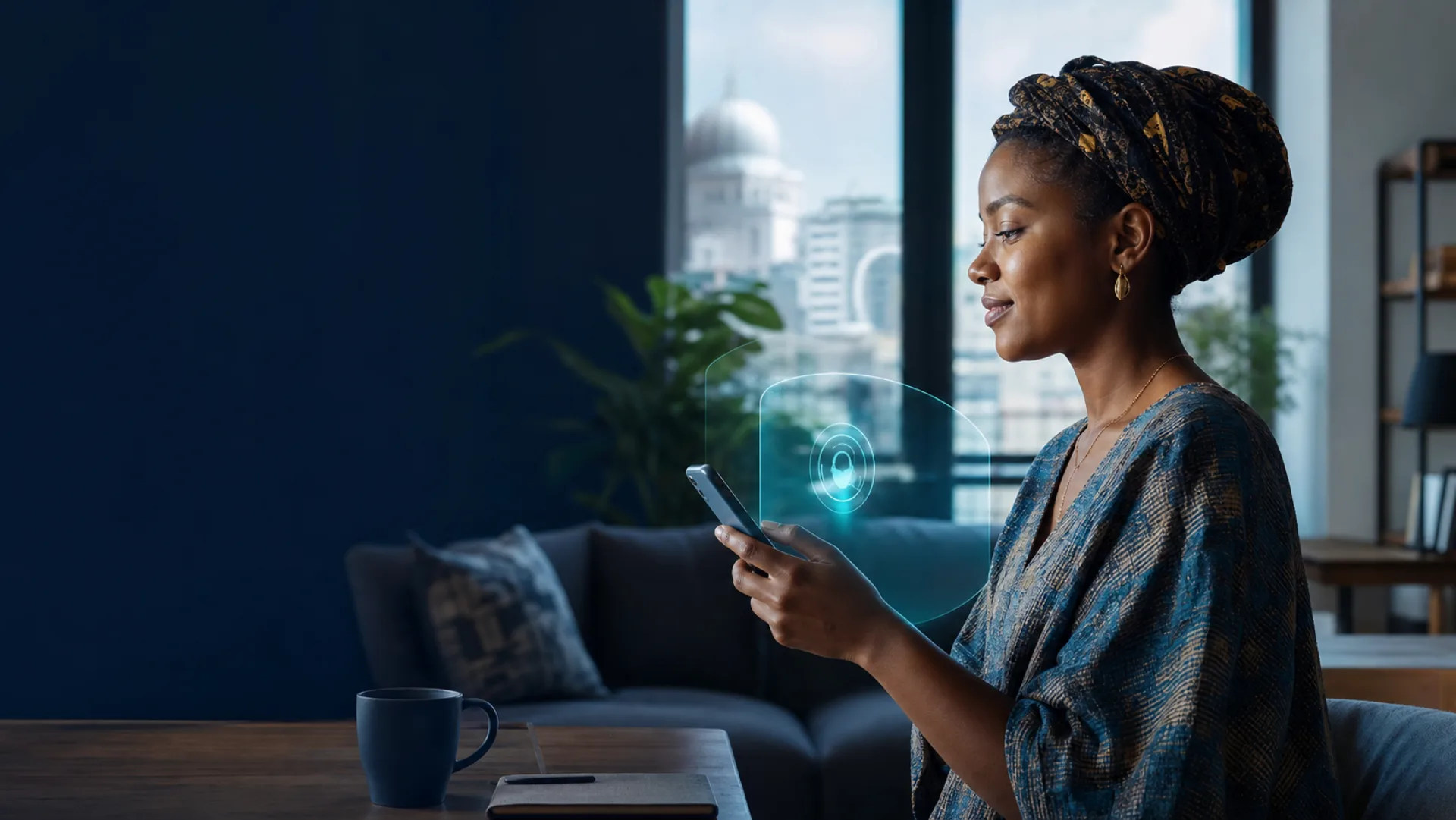 Citizen using a smartphone to begin a secure national identity application